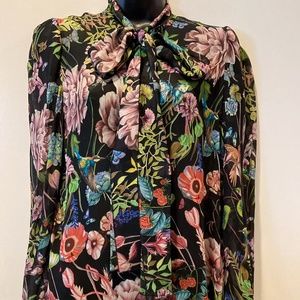 Semi-Sheer Floral Print Blouse by Just Cavalli - Size S